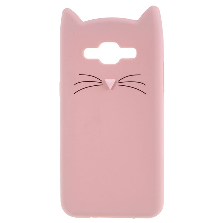 3D Moustache Cat Silicone Case Cover for Samsung Galaxy J2 Prime/Grand Prime Plus/Prime (2016) - Pink-2
