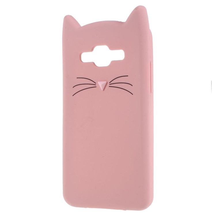 3D Moustache Cat Silicone Case Cover for Samsung Galaxy J2 Prime/Grand Prime Plus/Prime (2016) - Pink-3
