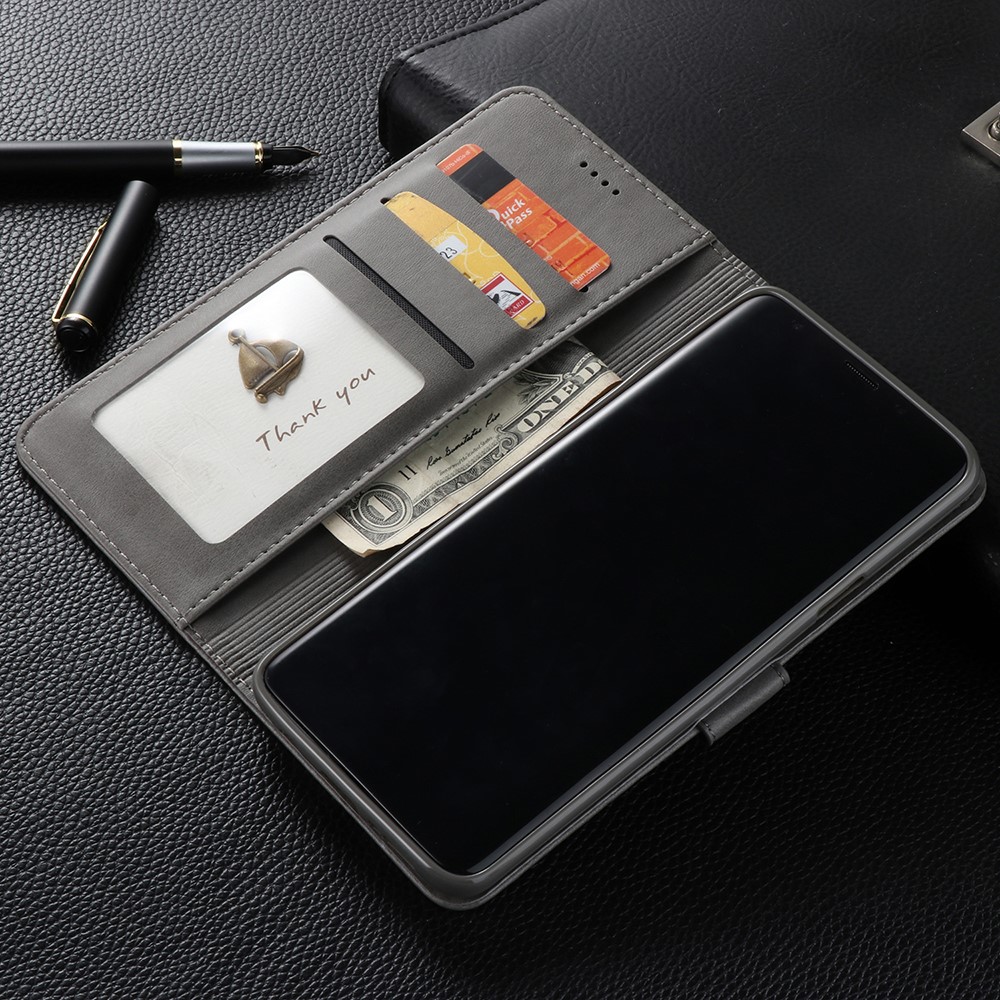 LC.IMEEKE Wallet Leather Stand Cover for Samsung Galaxy S9+ SM-G965 - Grey-10