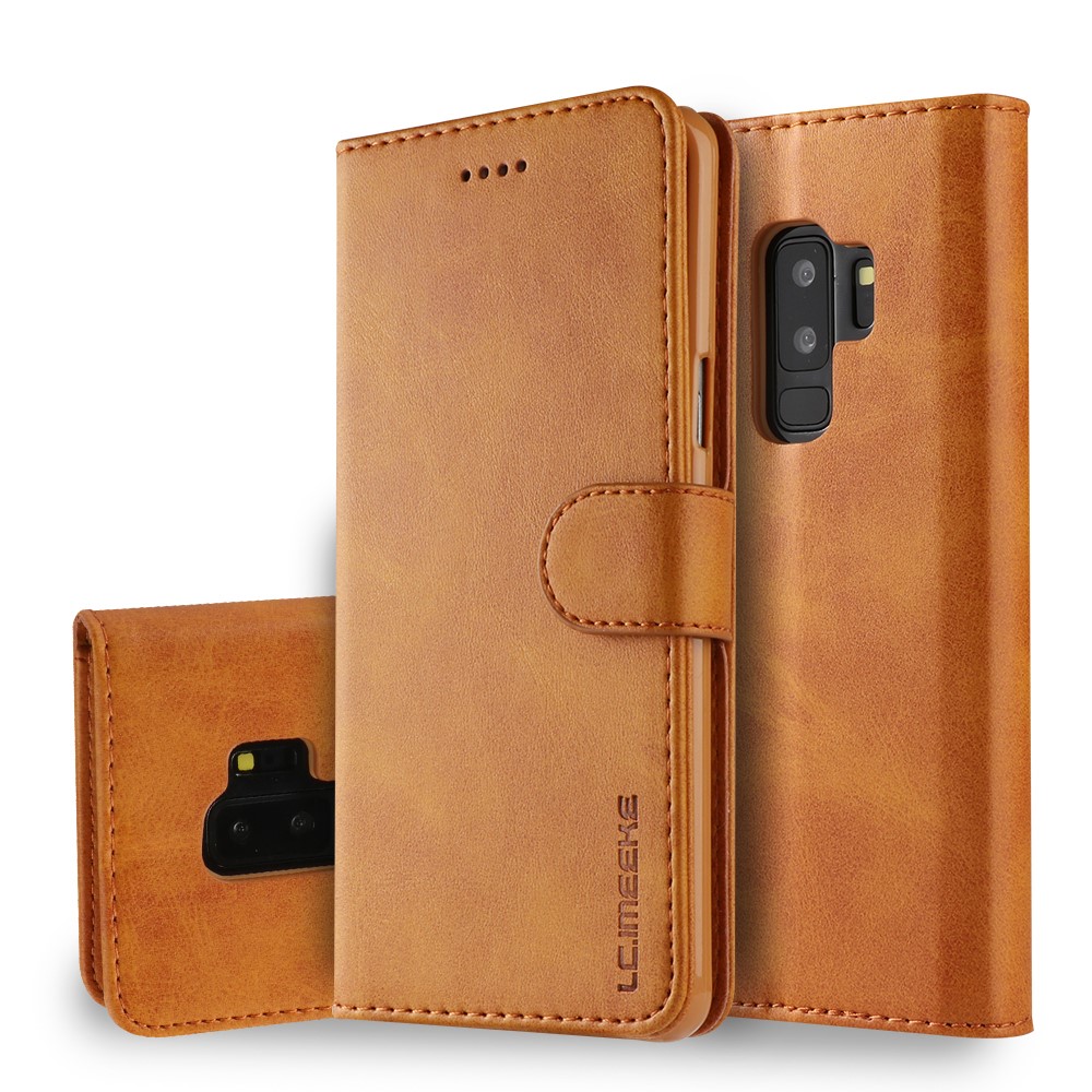 LC.IMEEKE Leather Wallet Case Shell for Samsung Galaxy S9+ SM-G965 - Brown-1