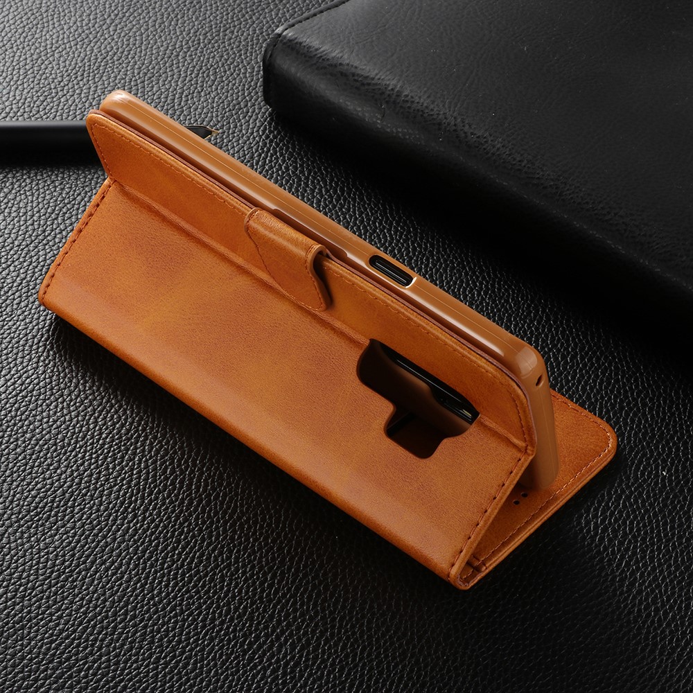 LC.IMEEKE Leather Wallet Case Shell for Samsung Galaxy S9+ SM-G965 - Brown-14