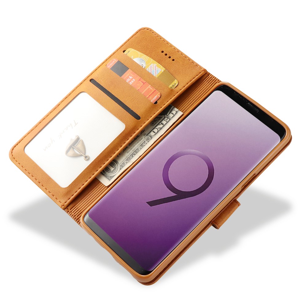 LC.IMEEKE Leather Wallet Case Shell for Samsung Galaxy S9+ SM-G965 - Brown-7
