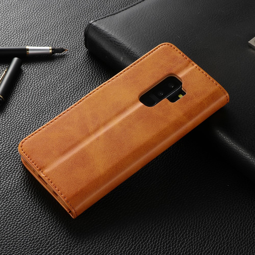 LC.IMEEKE Leather Wallet Case Shell for Samsung Galaxy S9+ SM-G965 - Brown-9