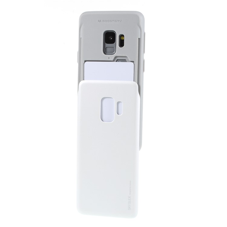 MERCURY GOOSPERY Sky Slide Card Holder PC TPU Gel Cover for Samsung Galaxy S9 SM-G960 - White-4