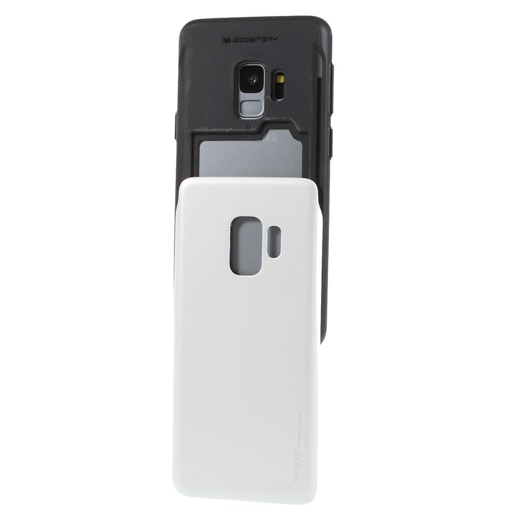 MERCURY GOOSPERY Sky Slide Card Holder PC TPU Shell for Samsung Galaxy S9 SM-G960 - Silver-4