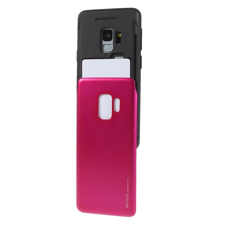 MERCURY GOOSPERY Sky Slide Card Holder PC TPU Phone Back Case for Samsung Galaxy S9 SM-G960 - Rose-4