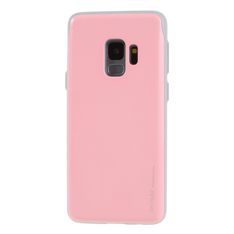 MERCURY GOOSPERY Sky Slide Card Holder PC TPU Cell Phone Case for Samsung Galaxy S9 SM-G960 - Pink-1