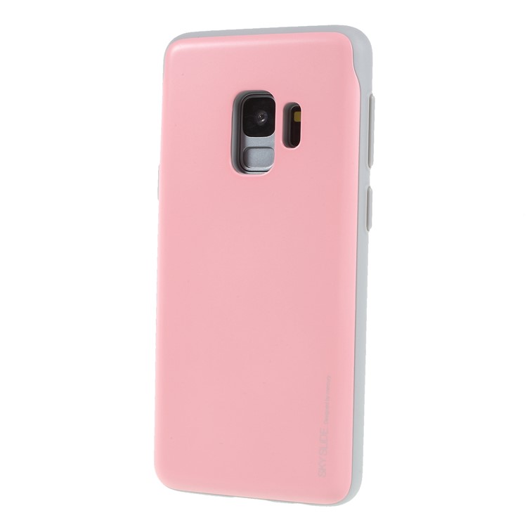 MERCURY GOOSPERY Sky Slide Card Holder PC TPU Cell Phone Case for Samsung Galaxy S9 SM-G960 - Pink-3
