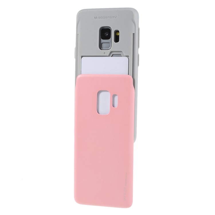 MERCURY GOOSPERY Sky Slide Card Holder PC TPU Cell Phone Case for Samsung Galaxy S9 SM-G960 - Pink-4