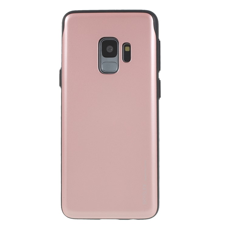 MERCURY GOOSPERY Sky Slide Card Holder PC TPU Cell Phone Cover for Samsung Galaxy S9 SM-G960 - Rose Gold-1