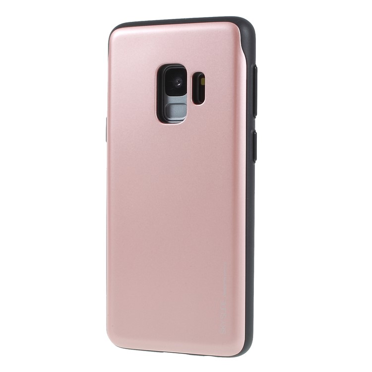 MERCURY GOOSPERY Sky Slide Card Holder PC TPU Cell Phone Cover for Samsung Galaxy S9 SM-G960 - Rose Gold-3