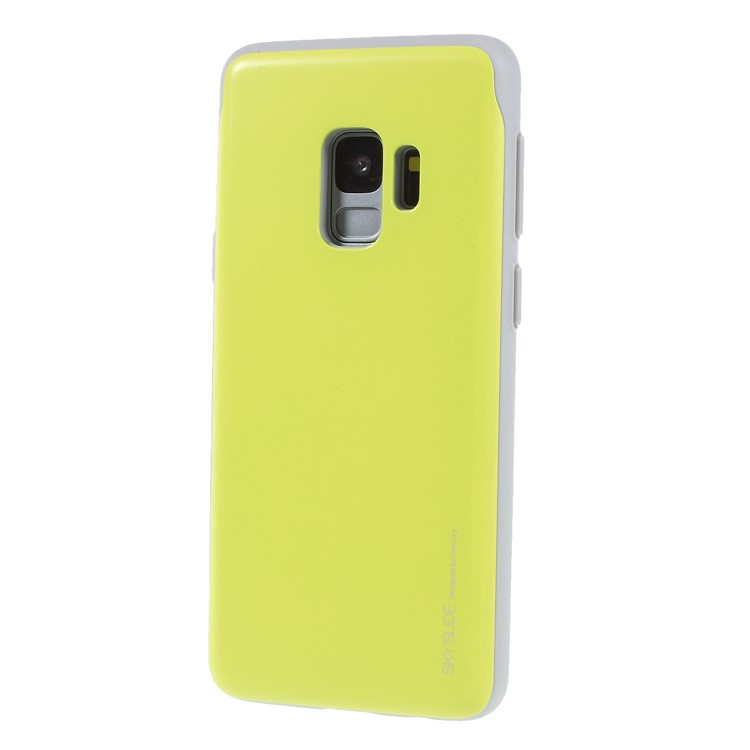 MERCURY GOOSPERY Sky Slide Card Holder PC TPU Mobile Phone Cover for Samsung Galaxy S9 SM-G960 - Yellow-3