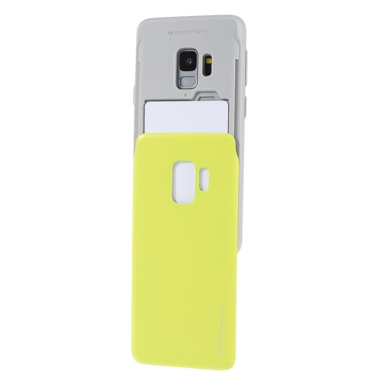 MERCURY GOOSPERY Sky Slide Card Holder PC TPU Mobile Phone Cover for Samsung Galaxy S9 SM-G960 - Yellow-4