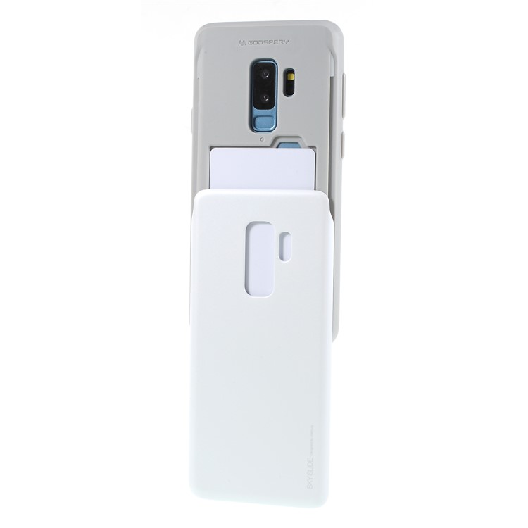 MERCURY GOOSPERY Sky Slide Card Holder PC TPU Cover for Samsung Galaxy S9 Plus SM-G965 - White-4