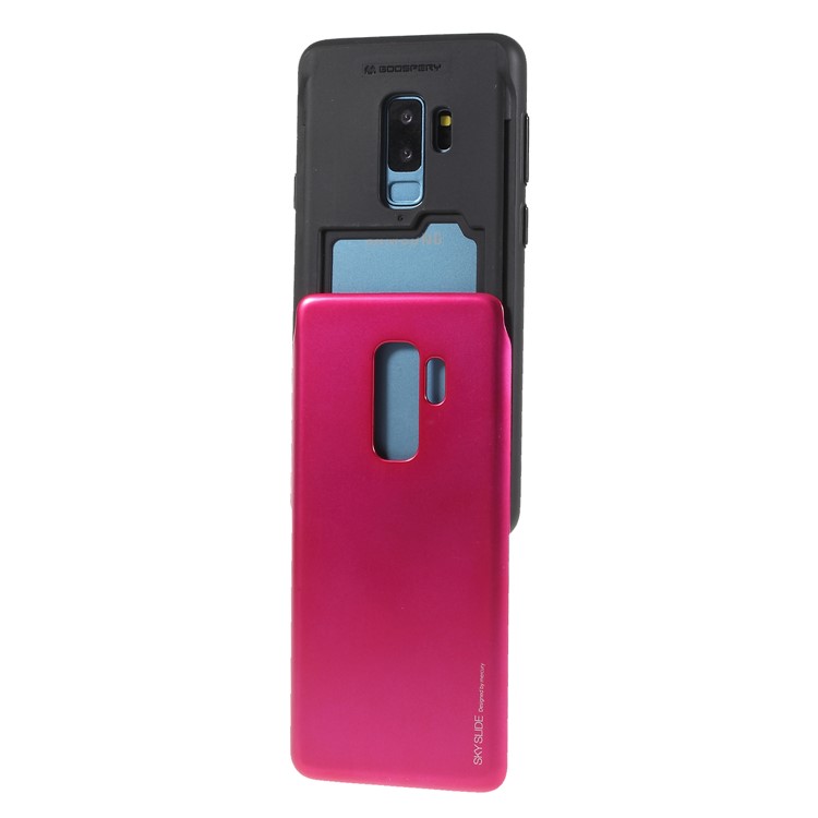 MERCURY GOOSPERY Sky Slide Card Holder PC TPU Hybrid Cover for Samsung Galaxy S9 Plus SM-G965 - Rose-4