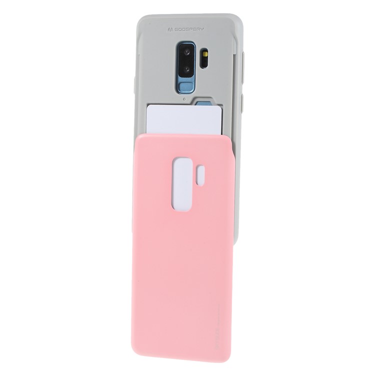 MERCURY GOOSPERY Sky Slide Card Holder PC TPU Hybrid Back Case for Samsung Galaxy S9 Plus SM-G965 - Pink-4