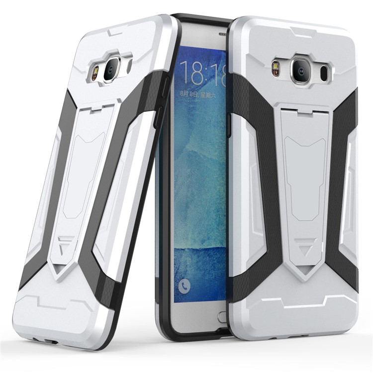 Armor PC + TPU Hybrid Cover with Kickstand for Samsung Galaxy J5 (2016) J510 - Silver-1