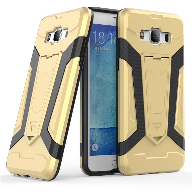 Armor PC + TPU Mobile Phone Case with Kickstand for Samsung Galaxy J5 (2016) J510 - Gold-1
