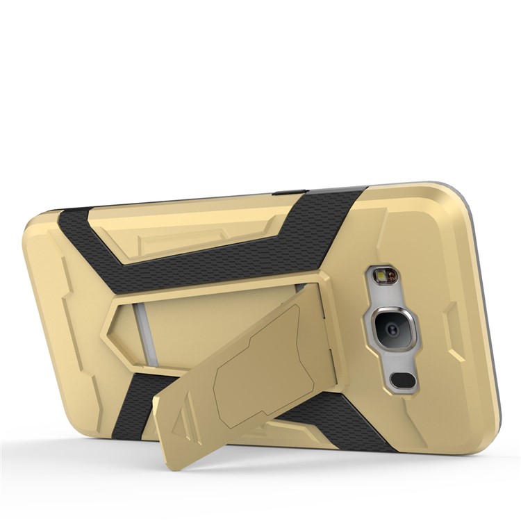 Armor PC + TPU Mobile Phone Case with Kickstand for Samsung Galaxy J5 (2016) J510 - Gold-19