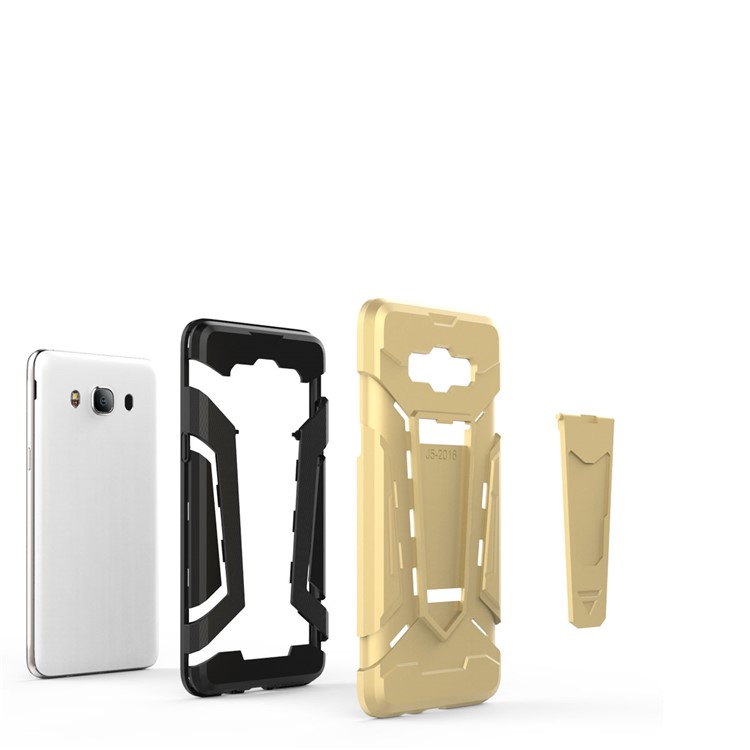 Armor PC + TPU Mobile Phone Case with Kickstand for Samsung Galaxy J5 (2016) J510 - Gold-5