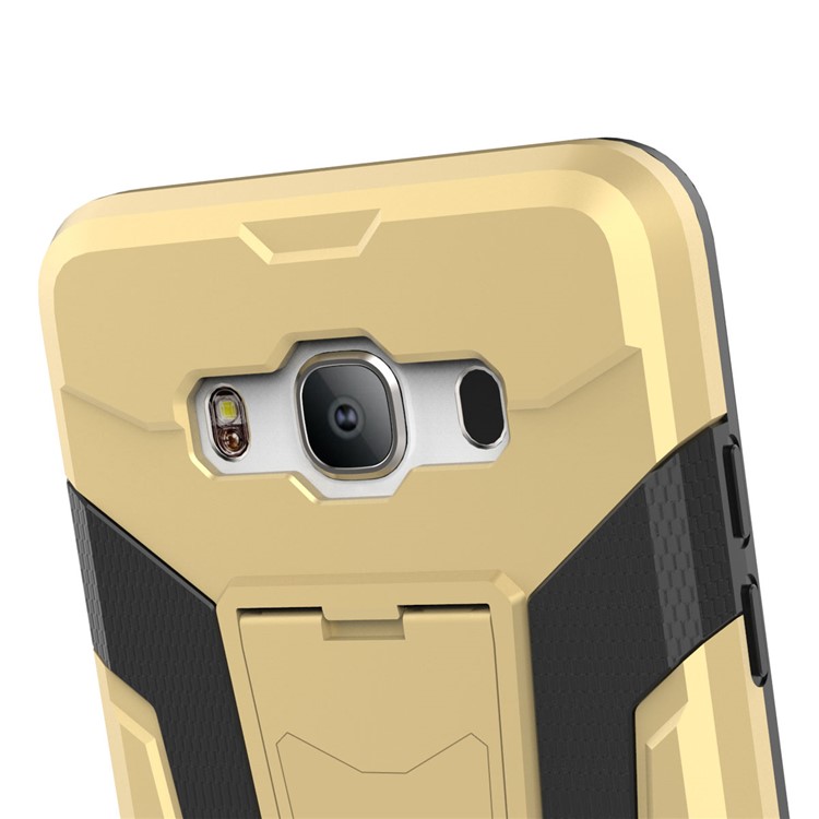Armor PC + TPU Mobile Phone Case with Kickstand for Samsung Galaxy J5 (2016) J510 - Gold-9