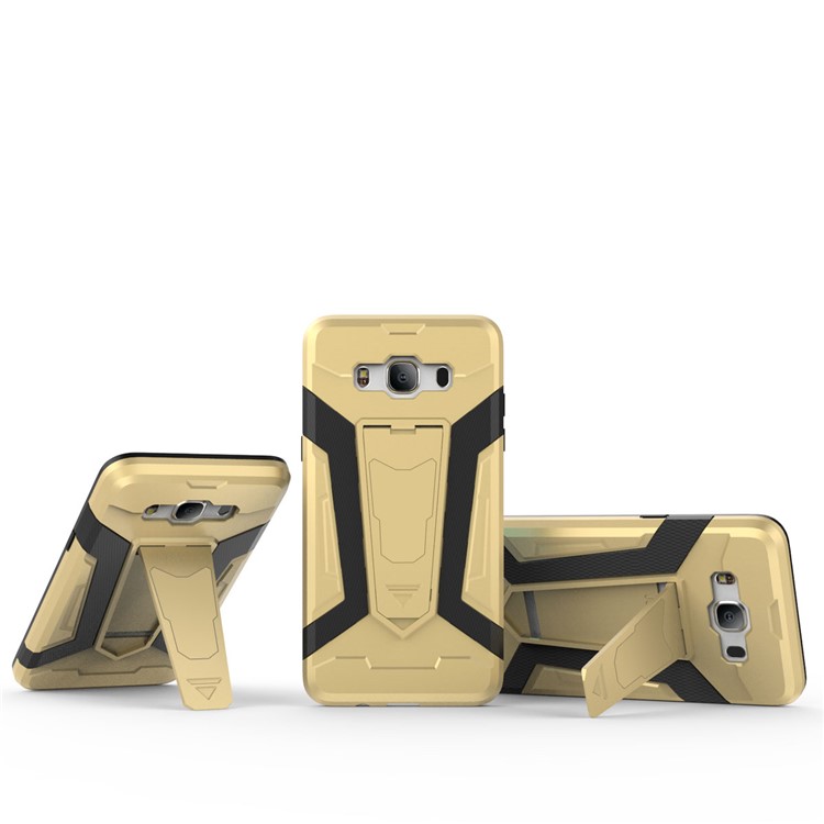 Armor PC + TPU Mobile Phone Case with Kickstand for Samsung Galaxy J5 (2016) J510 - Gold-13