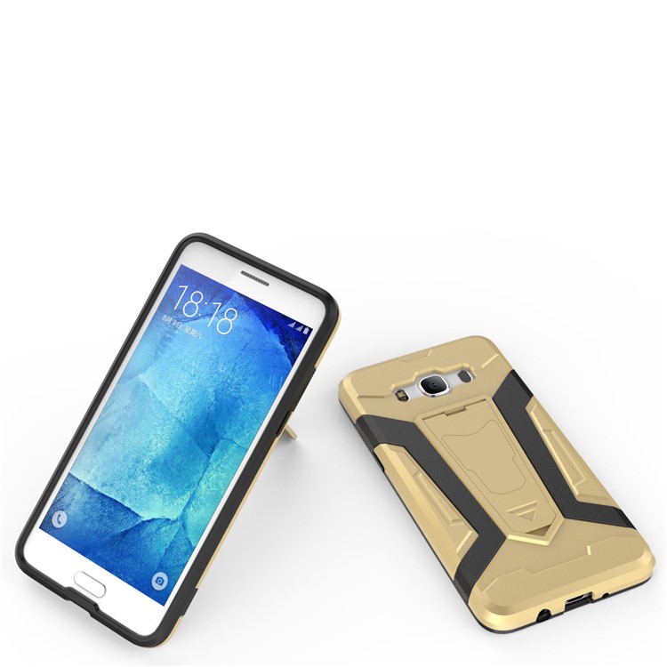 Armor PC + TPU Mobile Phone Case with Kickstand for Samsung Galaxy J5 (2016) J510 - Gold-15