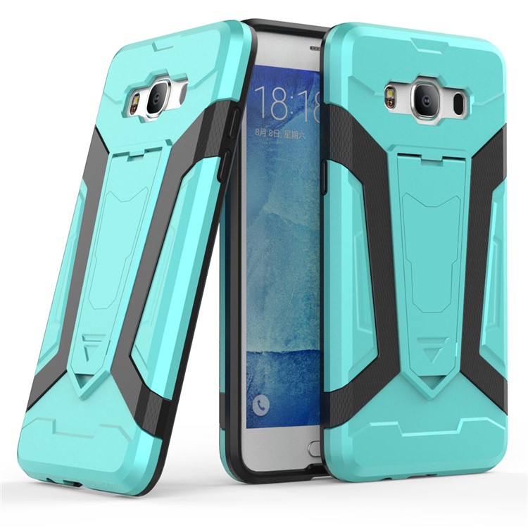 Armor PC + TPU Mobile Phone Cover with Kickstand for Samsung Galaxy J5 (2016) J510 - Cyan-1