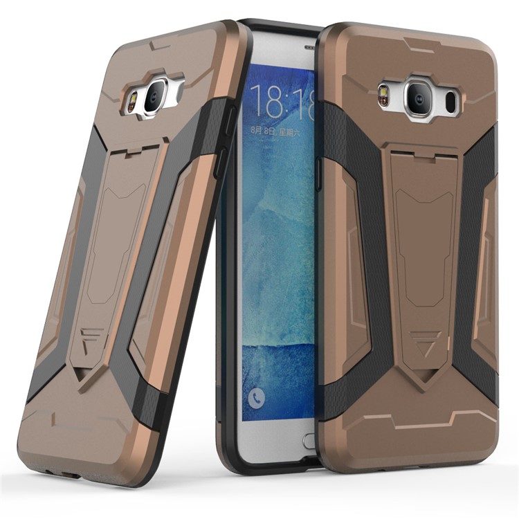 Armor PC + TPU Hybrid Protector Case with Kickstand for Samsung Galaxy J5 (2016) J510 - Brown-1