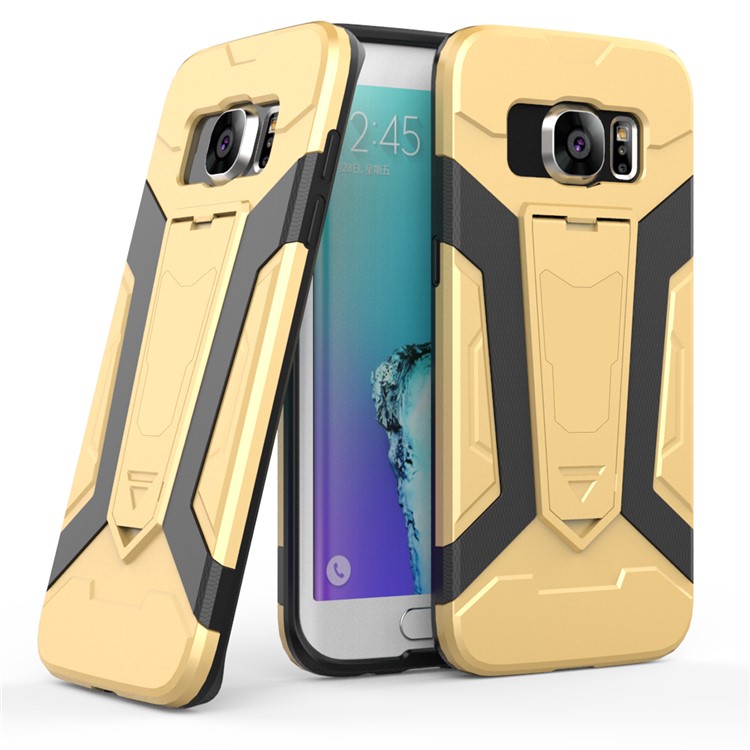 Armor PC + TPU Combo Case with Kickstand for Samsung Galaxy S7 edge SM-G935 - Gold-1