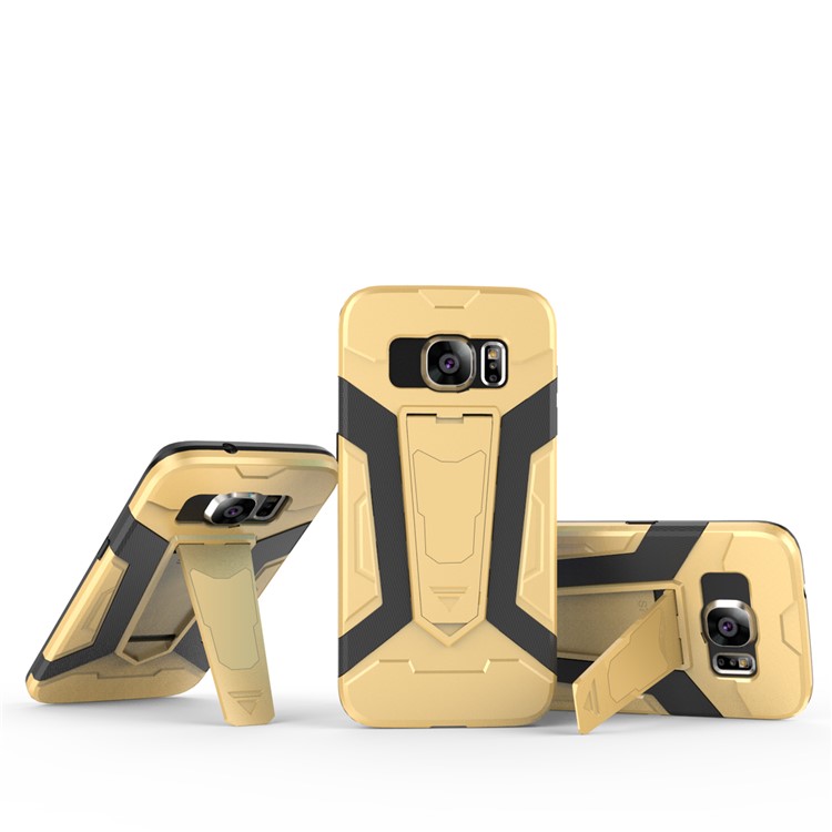 Armor PC + TPU Combo Case with Kickstand for Samsung Galaxy S7 edge SM-G935 - Gold-10