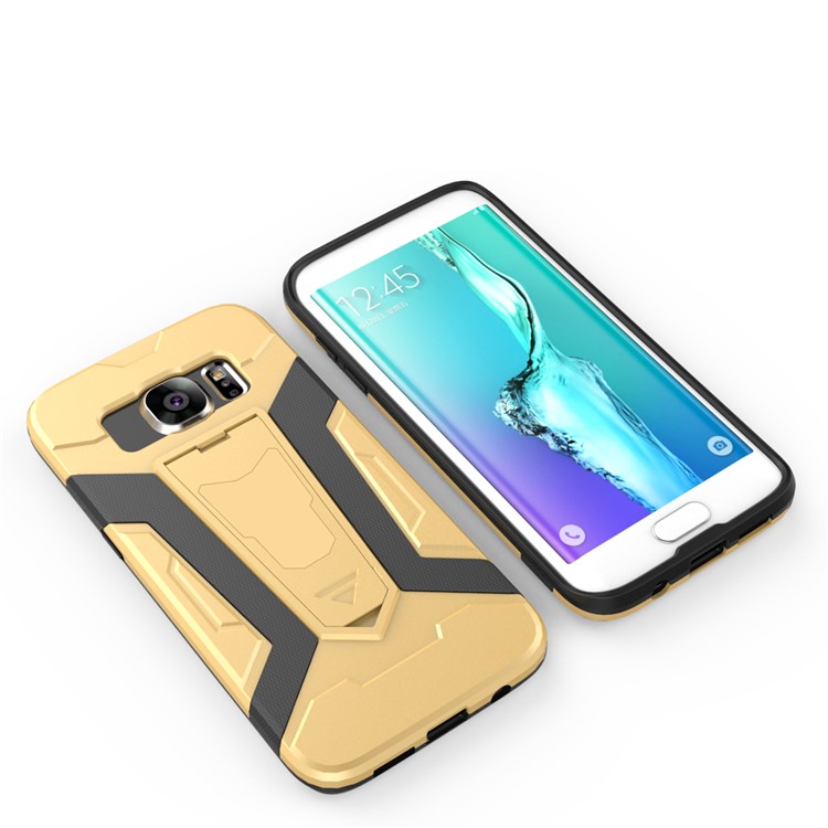 Armor PC + TPU Combo Case with Kickstand for Samsung Galaxy S7 edge SM-G935 - Gold-11