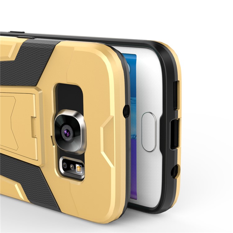 Armor PC + TPU Combo Case with Kickstand for Samsung Galaxy S7 edge SM-G935 - Gold-4
