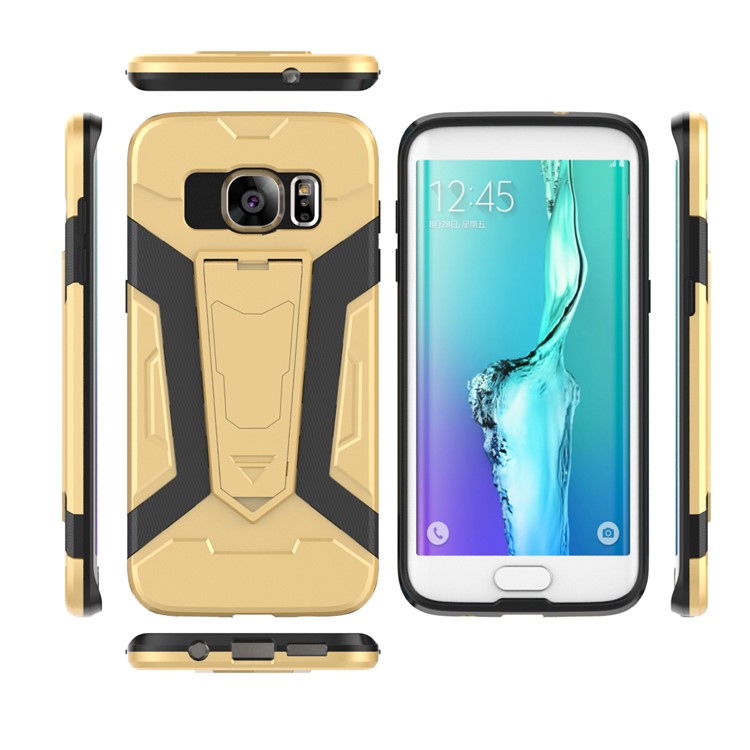 Armor PC + TPU Combo Case with Kickstand for Samsung Galaxy S7 edge SM-G935 - Gold-5