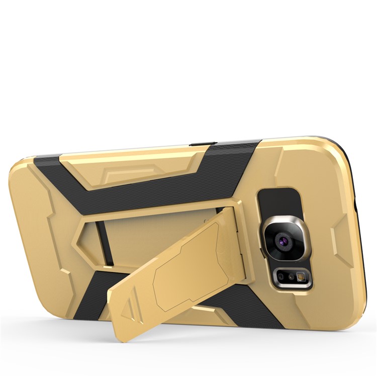 Armor PC + TPU Combo Case with Kickstand for Samsung Galaxy S7 edge SM-G935 - Gold-9
