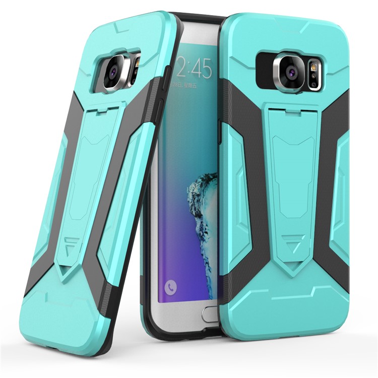 Armor PC + TPU Combo Casing with Kickstand for Samsung Galaxy S7 edge SM-G935 - Cyan-1