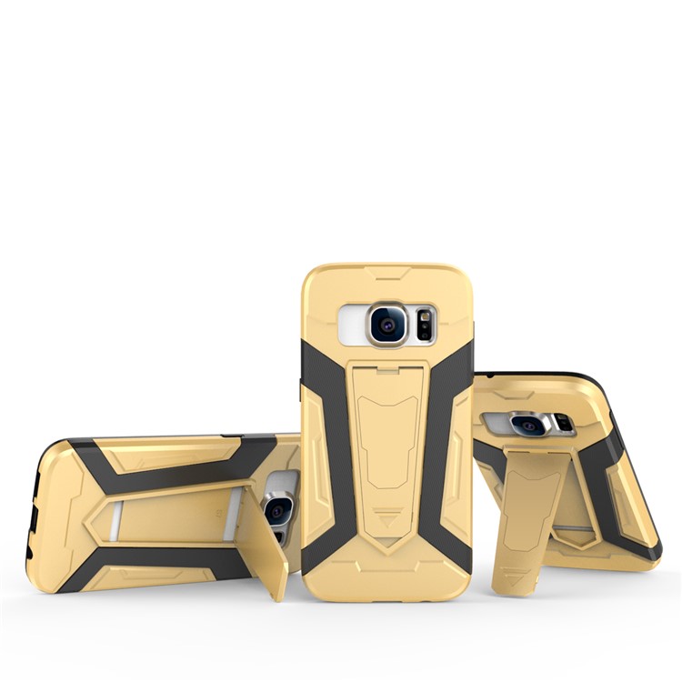 Armor PC + TPU Hybrid Mobile Phone Case with Kickstand for Samsung Galaxy S7 SM-G930 - Gold-10