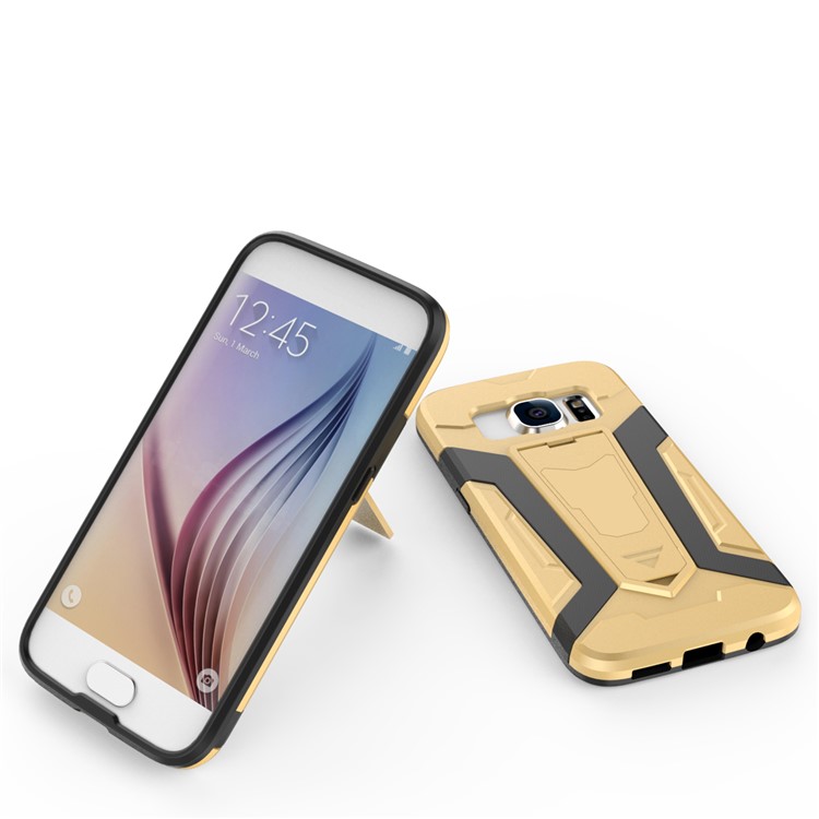 Armor PC + TPU Hybrid Mobile Phone Case with Kickstand for Samsung Galaxy S7 SM-G930 - Gold-11