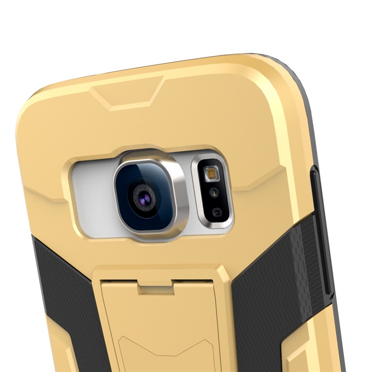 Armor PC + TPU Hybrid Mobile Phone Case with Kickstand for Samsung Galaxy S7 SM-G930 - Gold-2