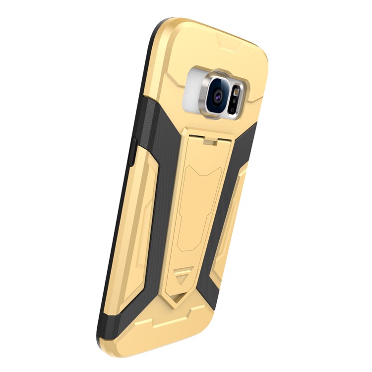 Armor PC + TPU Hybrid Mobile Phone Case with Kickstand for Samsung Galaxy S7 SM-G930 - Gold-3