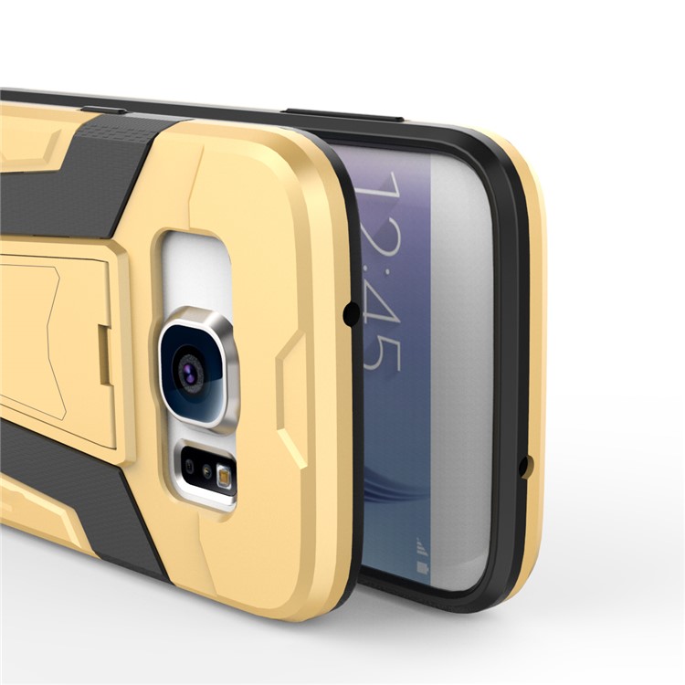 Armor PC + TPU Hybrid Mobile Phone Case with Kickstand for Samsung Galaxy S7 SM-G930 - Gold-4