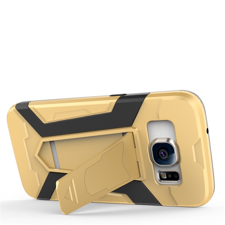 Armor PC + TPU Hybrid Mobile Phone Case with Kickstand for Samsung Galaxy S7 SM-G930 - Gold-8
