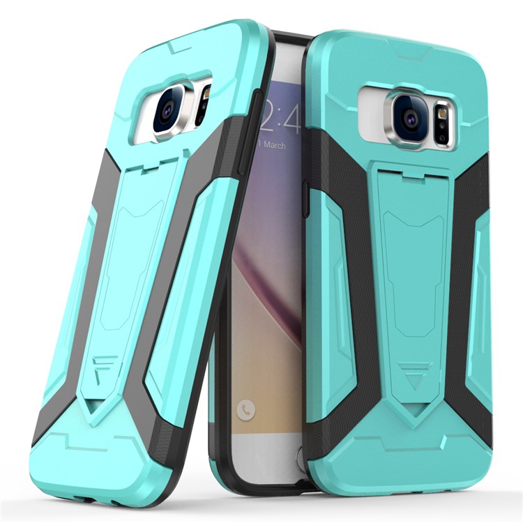 Armor PC + TPU Hybrid Back Case with Kickstand for Samsung Galaxy S7 SM-G930 - Cyan-1