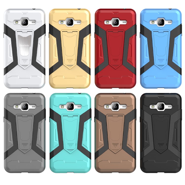 Armor PC + TPU Hybrid Cell Phone Case with Kickstand for Samsung Galaxy J3 (2016) - Grey-2