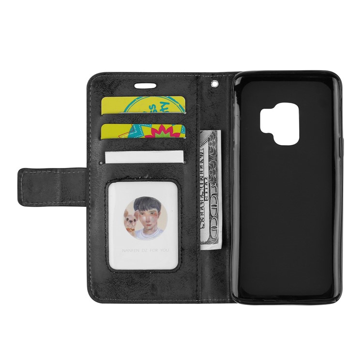 Imprint Mandala Flower PU Leather Wallet Flip Phone Casing for Samsung Galaxy S9 G960 - Black-7