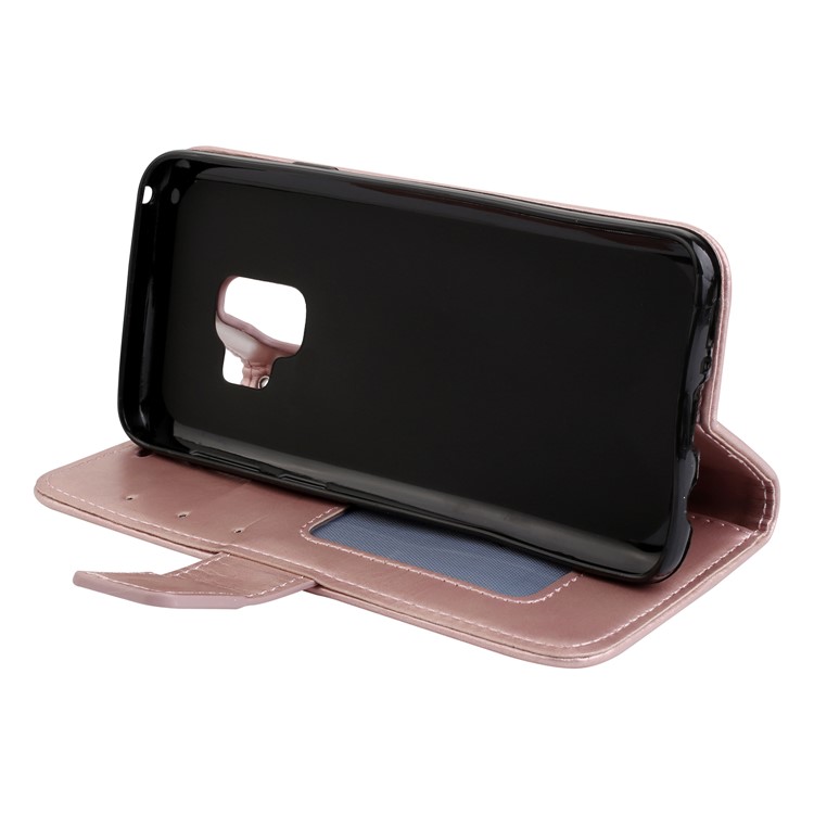 Imprint Mandala Flower PU Leather Wallet Flip Phone Cover for Samsung Galaxy S9 G960 - Rose Gold-5