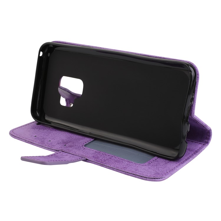 Imprint Mandala Flower PU Leather Wallet Flip Phone Shell for Samsung Galaxy S9 G960 - Purple-5