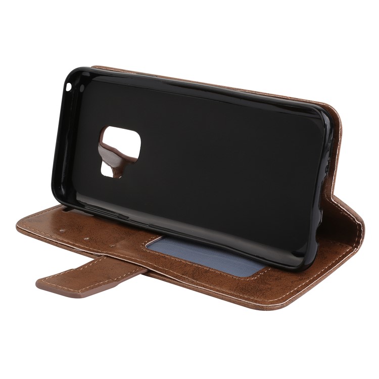Imprint Mandala Flower PU Leather Wallet Flip Phone Accessory Cover for Samsung Galaxy S9 G960 - Brown-5