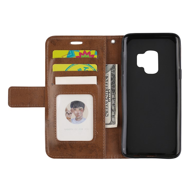 Imprint Mandala Flower PU Leather Wallet Flip Phone Accessory Cover for Samsung Galaxy S9 G960 - Brown-7