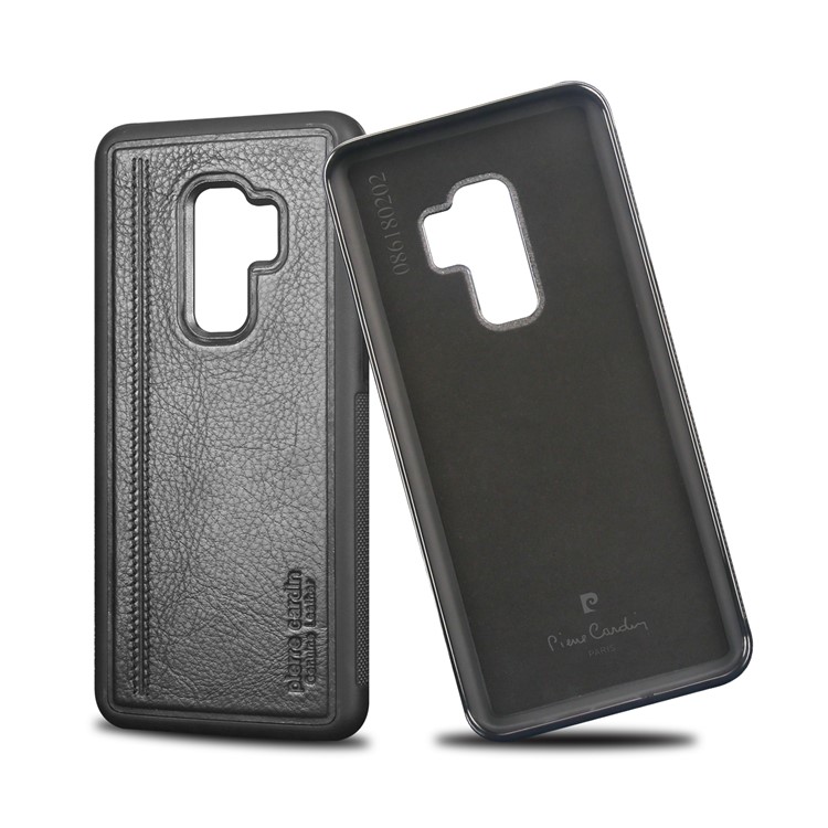 PIERRE CARDIN Genuine Leather Coated TPU Mobile Phone Case for Samsung Galaxy S9+ SM-G965 - Brown-2